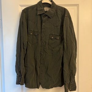 Men's Olive Green Casual Button Down Shirt
